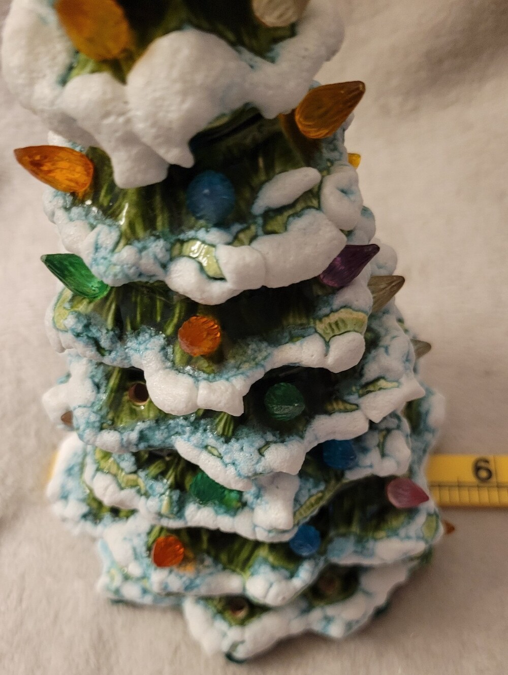 Vintage Ceramic Snowy Christmas Tree with Colorful Bulb Lights - Home Holiday - Picture 5 of 7